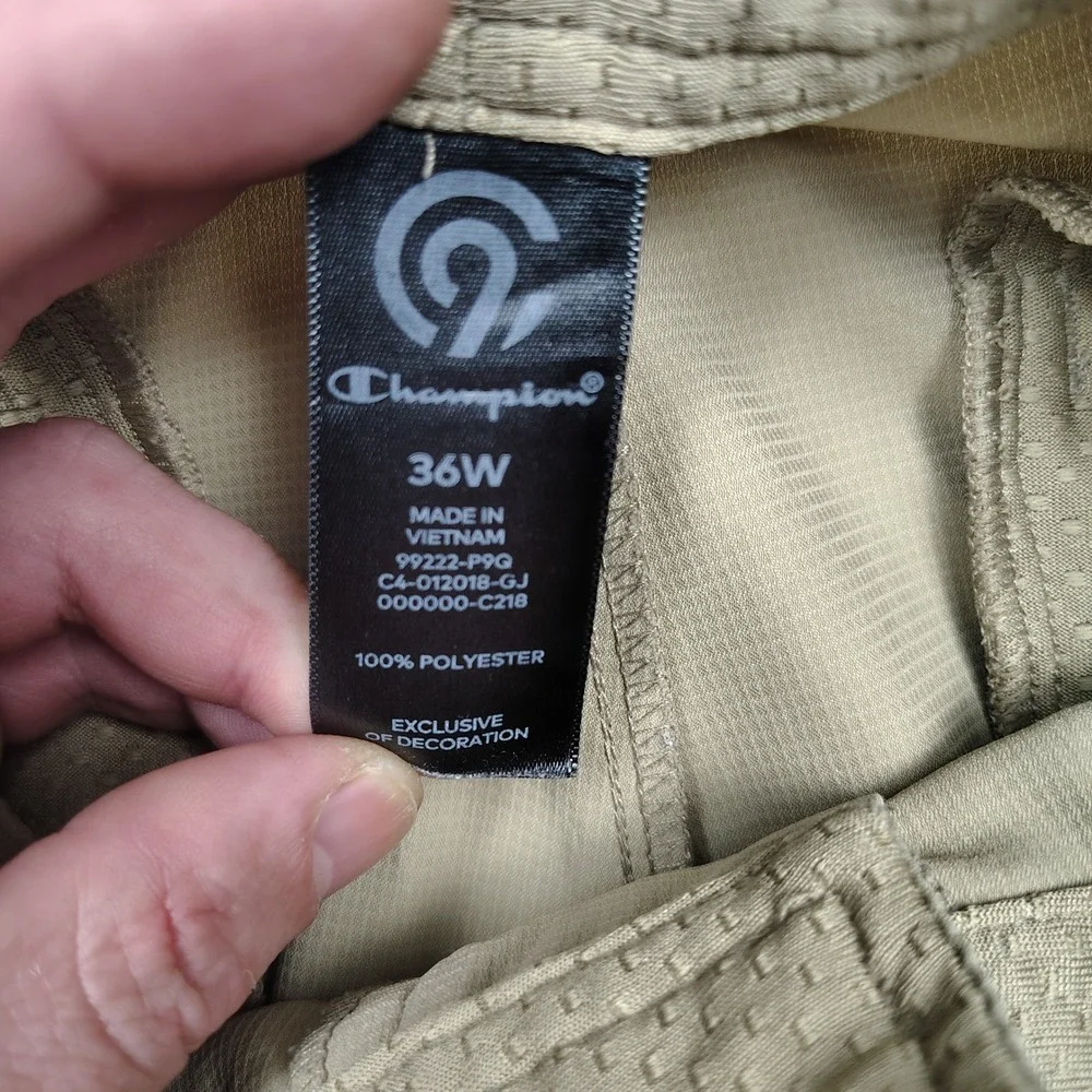 Champion Cargo Shorts Mens 36W Khaki Ripstop Hiking Performance 99222-P9G